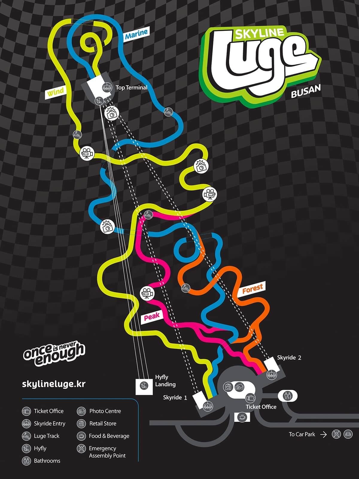 The Skyline Luge Busan track map.